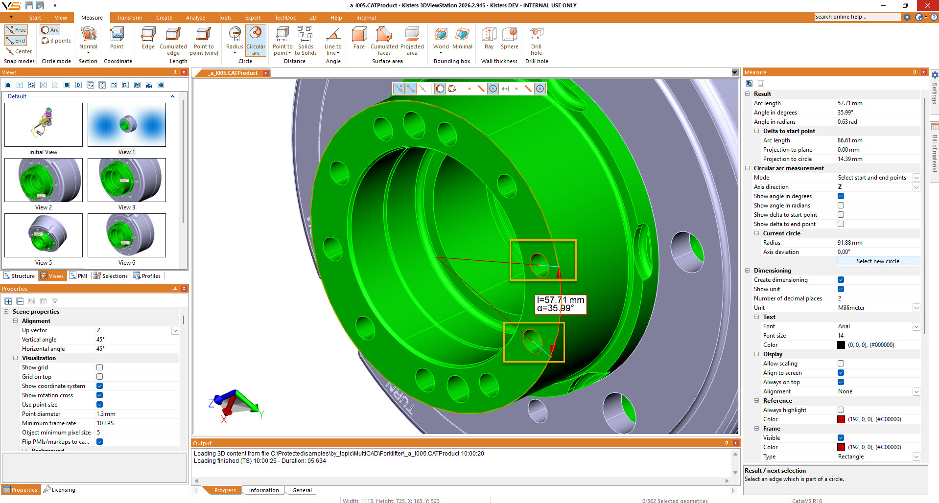 Measure Arc via 2 axis on circle Measure Arc via 2 axis on circle