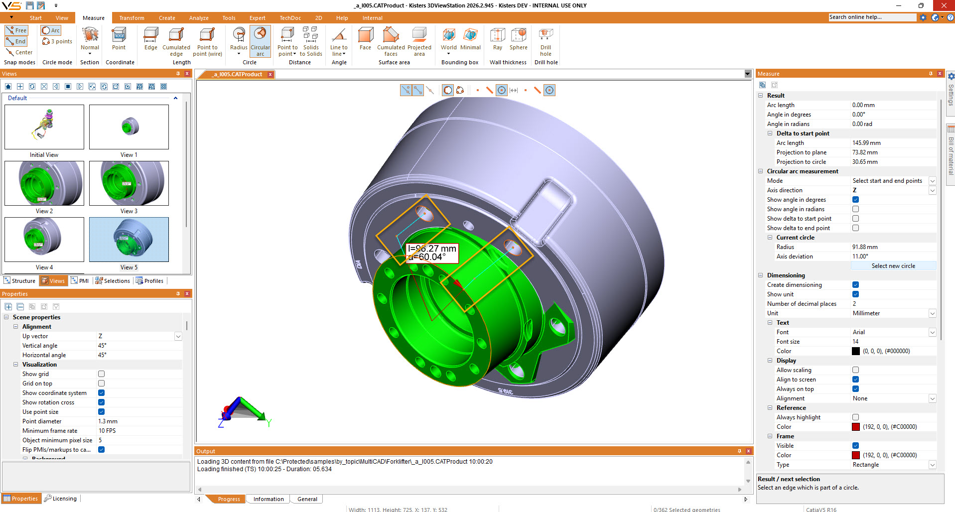 Measure Arc via 2 axis, projected on circle of a rotated part Measure Arc via 2 axis, projected on circle of a rotated part