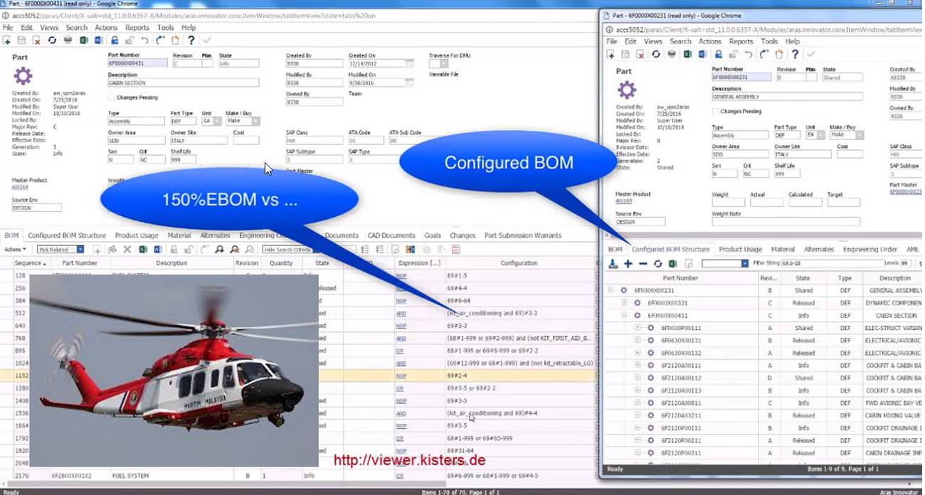 Leonardo helicopter configuration within Aras