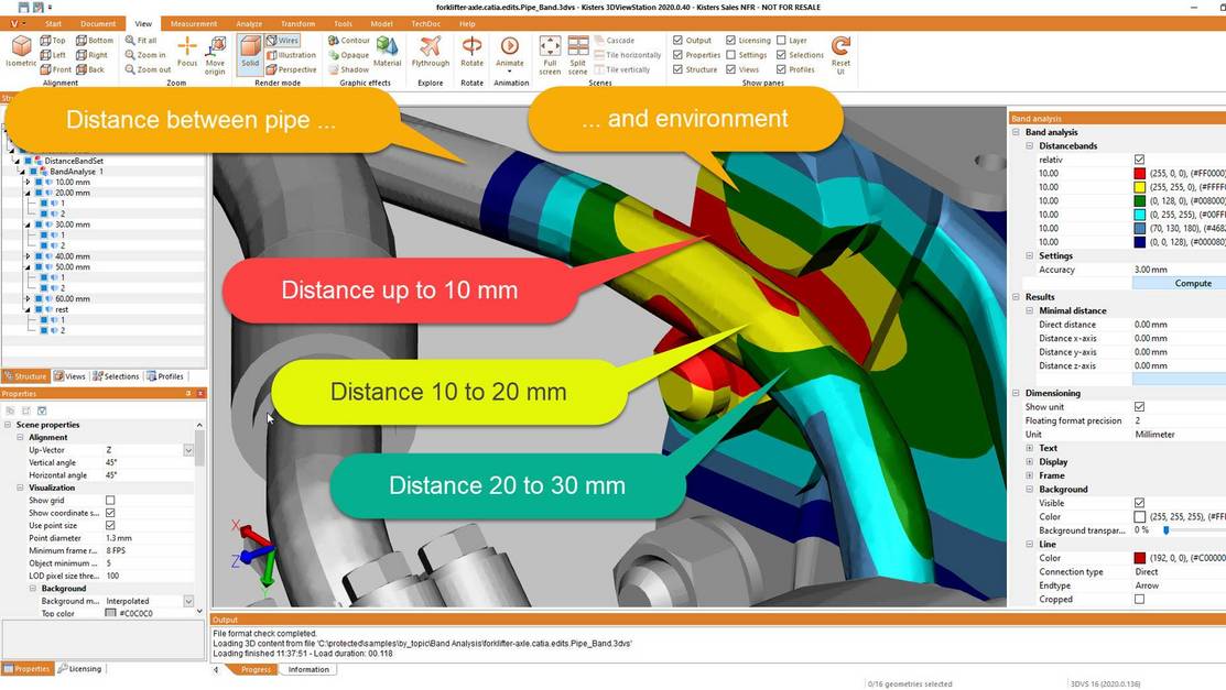 DMU: clearance check, distance band analysis