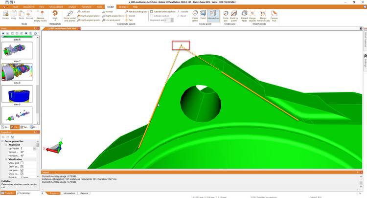 create intersection point of 2 lines - authoring using 3D CAD viewer 3DViewStation