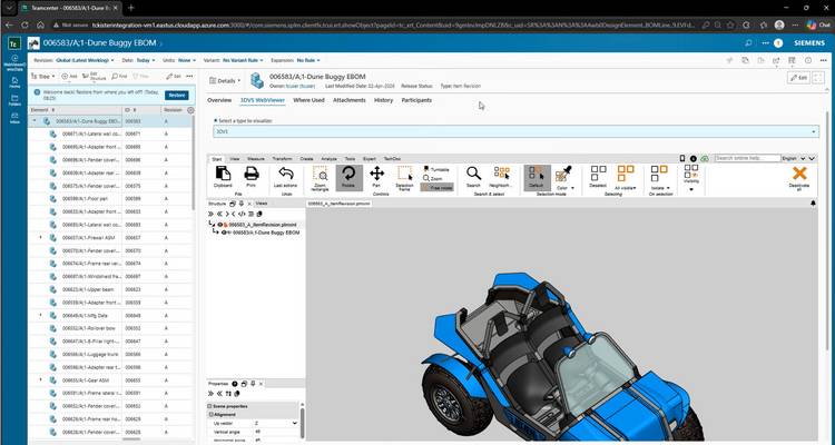 Siemens ActiveWorkspace with 3DViewStation WebViewer