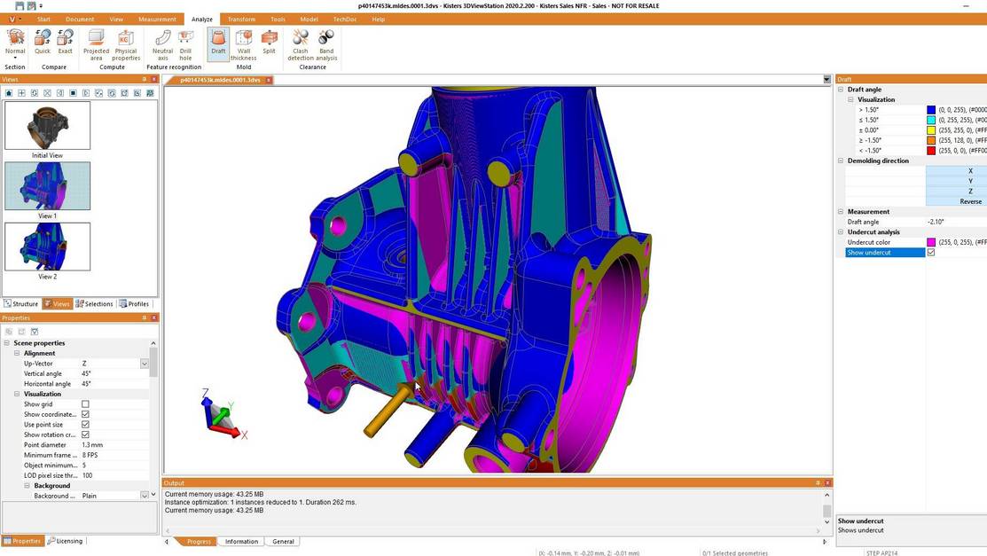 3DViewStation - undercut & draft angle analysis using a 3D CAD viewer