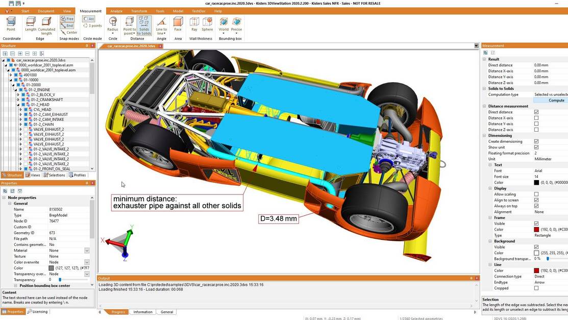 calculation of minimum distance between many solids - exhauster against the rest