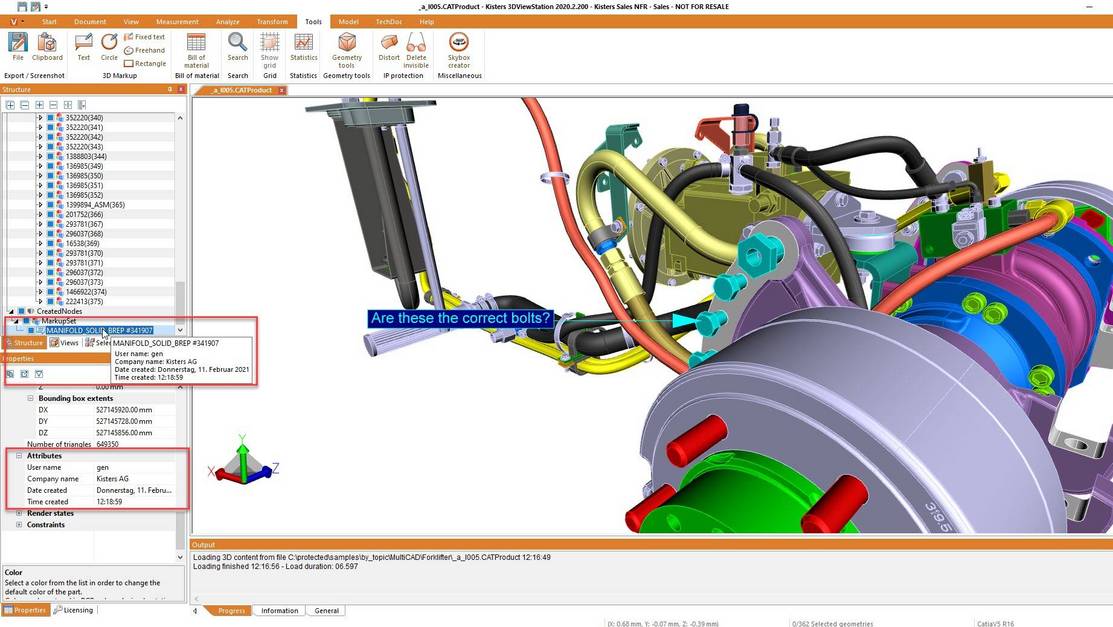 Attributes of Markups, automatically added - using 3DViewStation