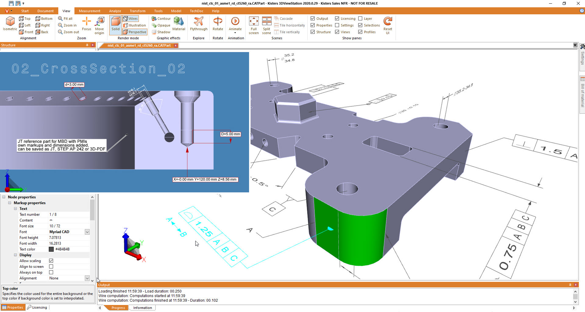 screen capture of KISTERS CAD viewing and markup software which supports model-based definition and collaborative manufacturing.